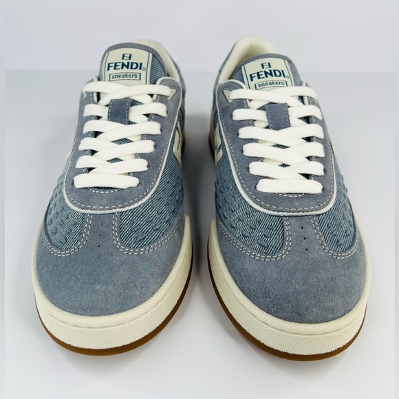 FENDI Match FF Women's Denim Suede Logo Fashion Ace Sneakers Size EU 37.5 - Picture 4 of 11